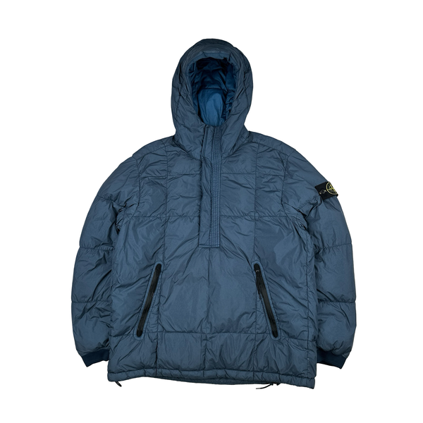 Stone Island 2018 Blue Garment Dyed Crinkle Reps NY Down Puffer Smock Jacket - XL