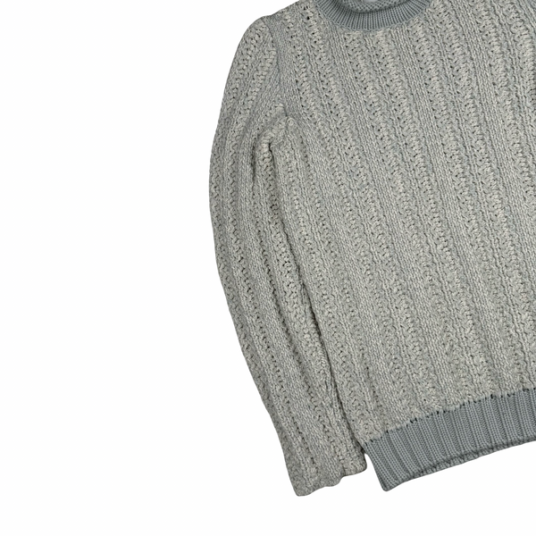 Stone Island 2018 Blue Mottle Wool/Cotton Blend Chunky Knit Jumper -Medium