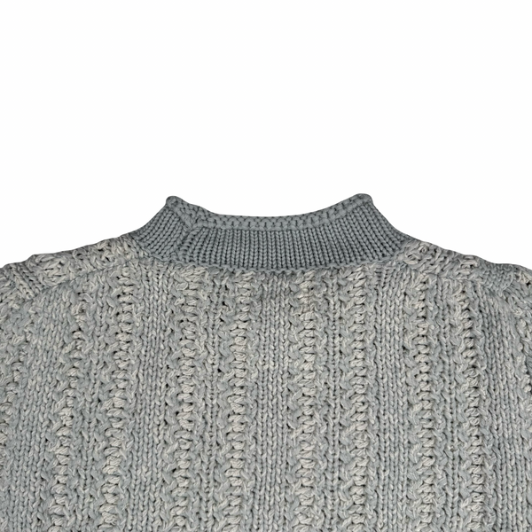 Stone Island 2018 Blue Mottle Wool/Cotton Blend Chunky Knit Jumper -Medium