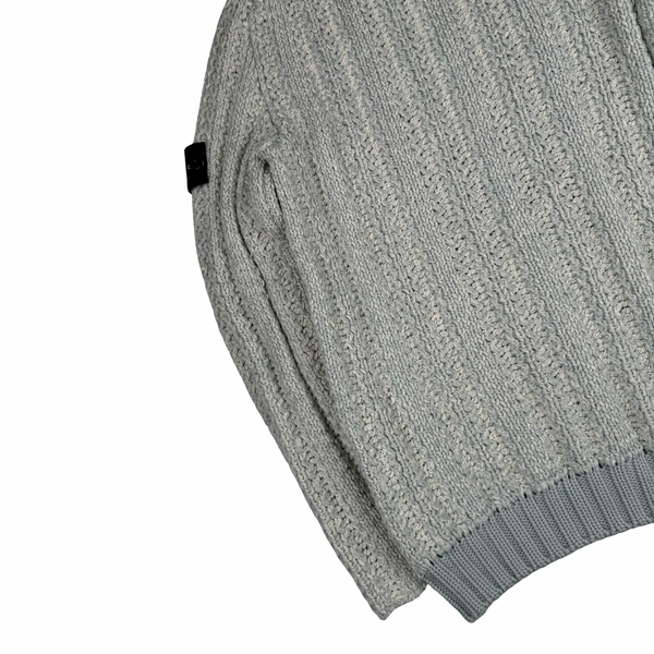 Stone Island 2018 Blue Mottle Wool/Cotton Blend Chunky Knit Jumper -Medium