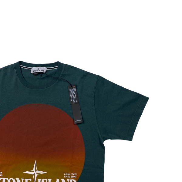 Stone Island 2022 Green Sunset Print T Shirt - Large