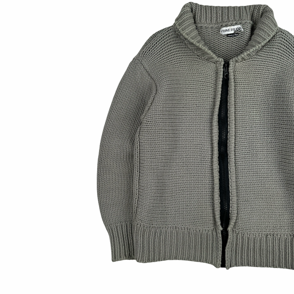 Stone Island AW/2001 Heavyweight Wool Knit Zip Up Jumper - Large