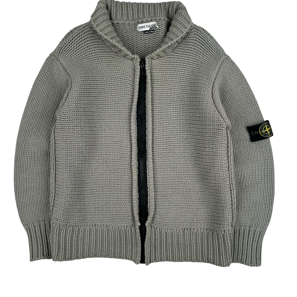 Stone Island AW/2001 Heavyweight Wool Knit Zip Up Jumper - Large