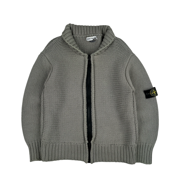 Stone Island AW/2001 Heavyweight Wool Knit Zip Up Jumper - Large