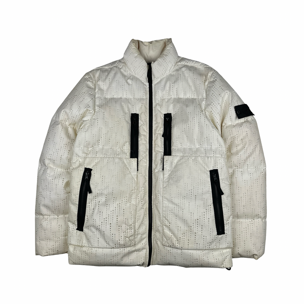 Stone Island 2019 White Lasered Shadow Project Poly-Hide 2L Jacket - Large