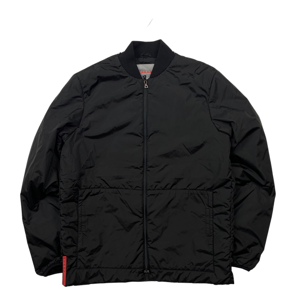 Prada Black Nylon Padded Bomber Jacket - Medium