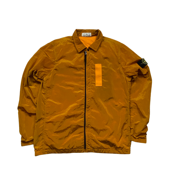 Stone Island Orange Nylon Metal Shimmer Overshirt - Large