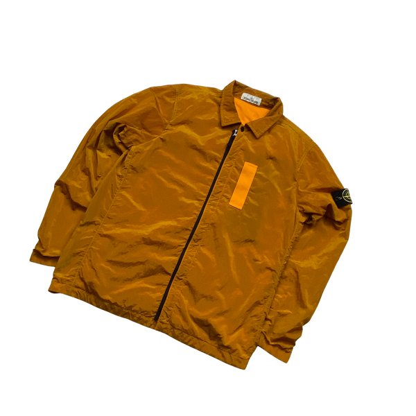 Stone Island Orange Nylon Metal Shimmer Overshirt - Large