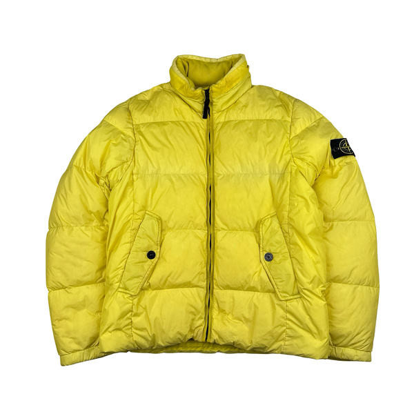Stone Island 2014 Yellow Garment Dyed Puffer Jacket - Large