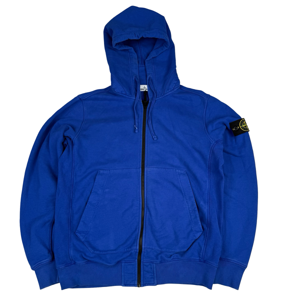 Stone Island 2016 Cerulean Blue Zipped Cotton Hoodie - XL