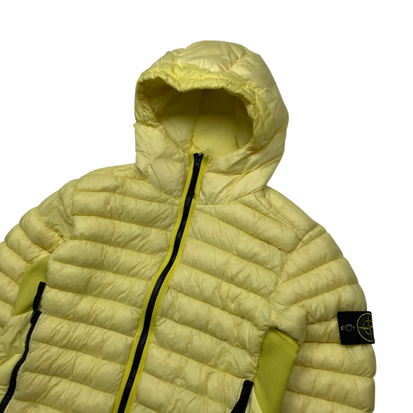 Stone Island 2017 Yellow Micro Yarn Hooded Puffer Jacket - Large
