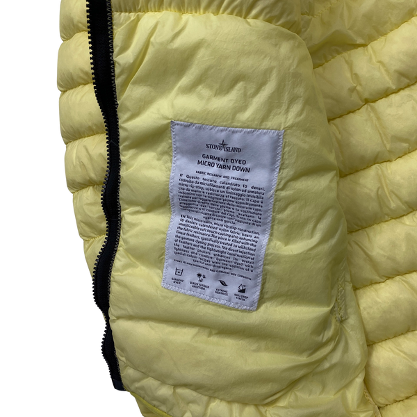Stone Island 2017 Yellow Micro Yarn Hooded Puffer Jacket - Large