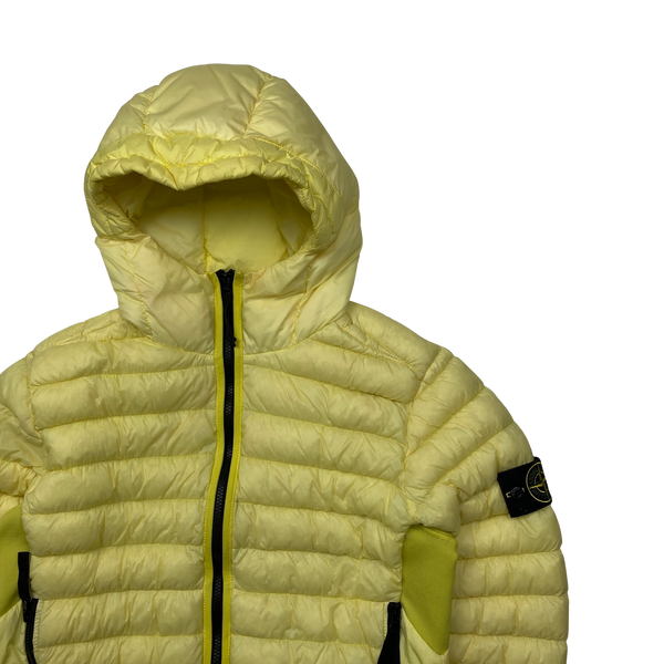Stone Island 2017 Yellow Micro Yarn Hooded Puffer Jacket - Large