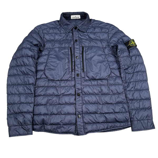 Stone Island Navy Garment Dyed Micro Yarn Down Overshirt - Medium
