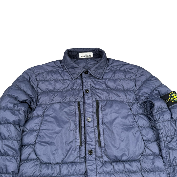 Stone Island Navy Garment Dyed Micro Yarn Down Overshirt - Medium