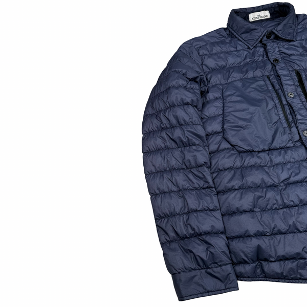 Stone Island Navy Garment Dyed Micro Yarn Down Overshirt - Medium
