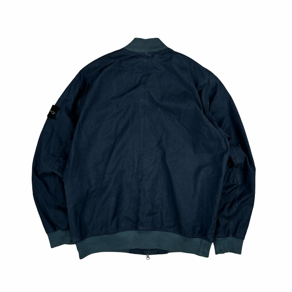 Stone Island 2023 Blue Cupro Cotton Twill-TC Bomber Jacket - Large