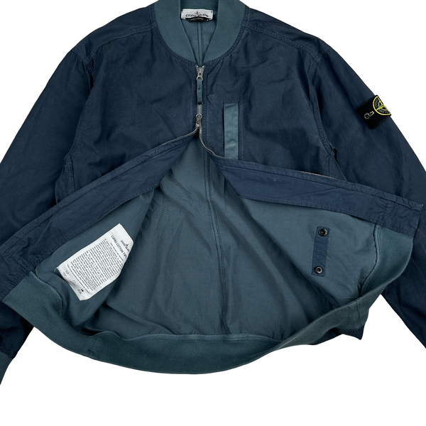 Stone Island 2023 Blue Cupro Cotton Twill-TC Bomber Jacket - Large