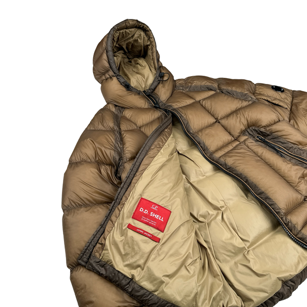 CP Company Khaki Down Filled DD Shell Goggle Puffer Jacket - Large