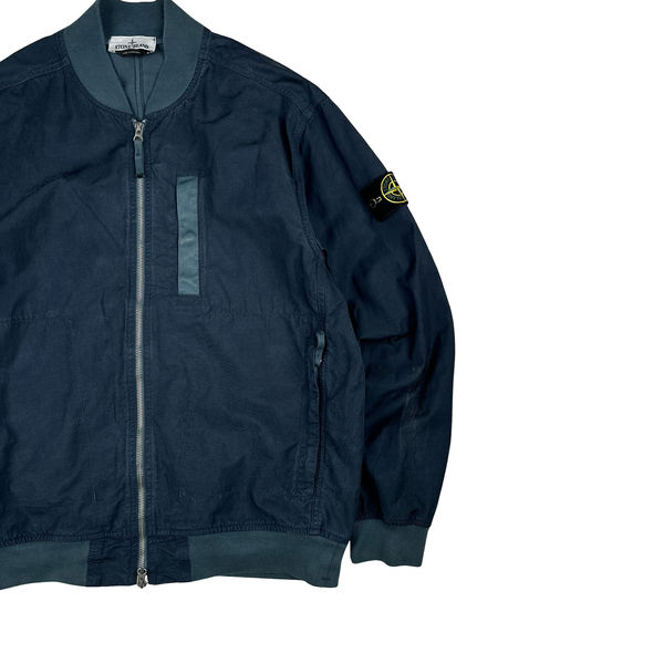 Stone Island 2023 Blue Cupro Cotton Twill-TC Bomber Jacket - Large