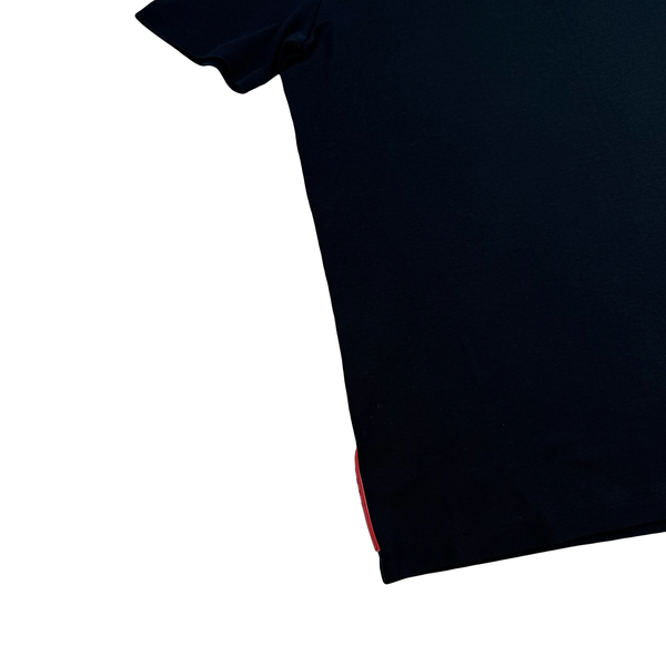 Prada Black Red Tab Cotton Polo Shirt - Large