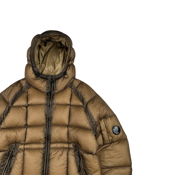 CP Company Khaki Down Filled DD Shell Goggle Puffer Jacket - Large