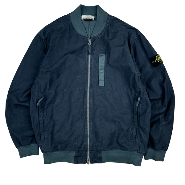 Stone Island 2023 Blue Cupro Cotton Twill-TC Bomber Jacket - Large