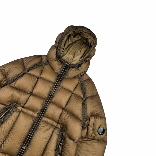 CP Company Khaki Down Filled DD Shell Goggle Puffer Jacket - Large