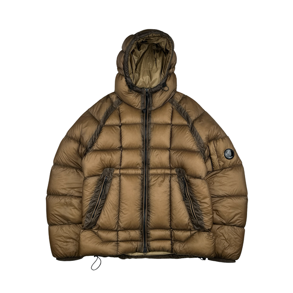 CP Company Khaki Down Filled DD Shell Goggle Puffer Jacket - Large