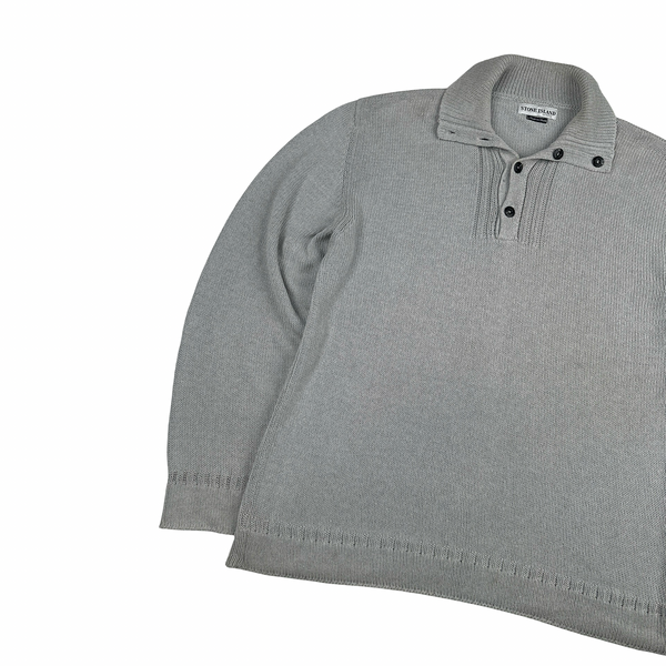 Stone Island Vintage 2001 Grey Cotton Knit Pullover - XL