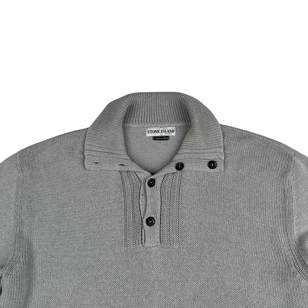 Stone Island Vintage 2001 Grey Cotton Knit Pullover - XL
