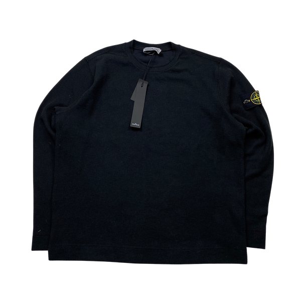 Stone Island 2023 Black Ribbed Jumper Large Mat s Island