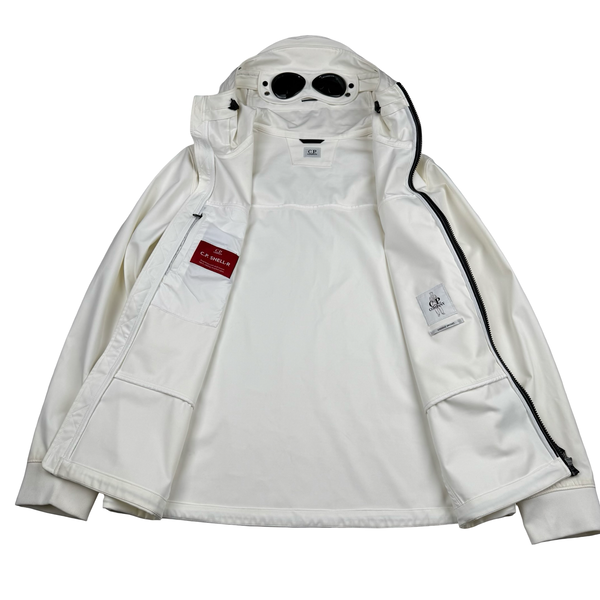 CP Company White Soft Shell R Goggle Hooded Zipped Jacket - 3XL (56)