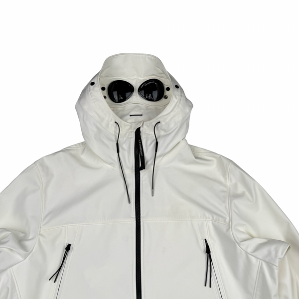 CP Company White Soft Shell R Goggle Hooded Zipped Jacket - 3XL (56)