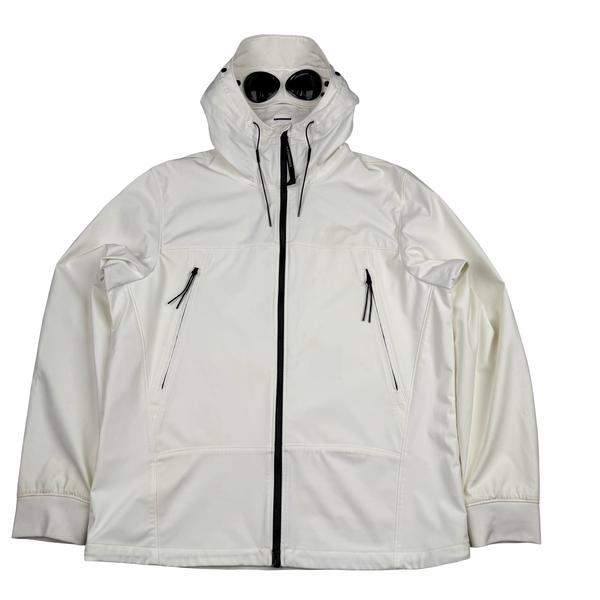 CP Company White Soft Shell R Goggle Hooded Zipped Jacket - 3XL (56)