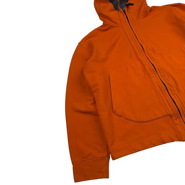 Stone Island 2003 Orange Stretch Cotton Fleece Zip Jumper - Medium