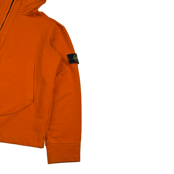 Stone Island 2003 Orange Stretch Cotton Fleece Zip Jumper - Medium