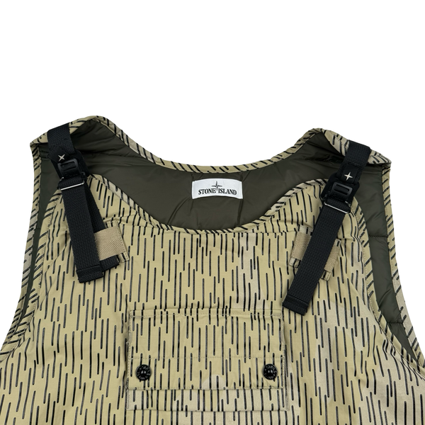 Stone Island 2021 Rain Camo Reflective Spellout Padded Utility Vest - XL