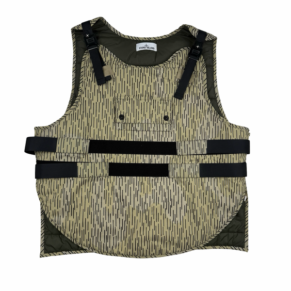 Stone Island 2021 Rain Camo Reflective Spellout Padded Utility Vest - XL