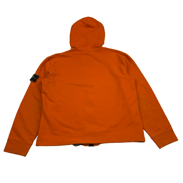 Stone Island 2003 Orange Stretch Cotton Fleece Zip Jumper - Medium