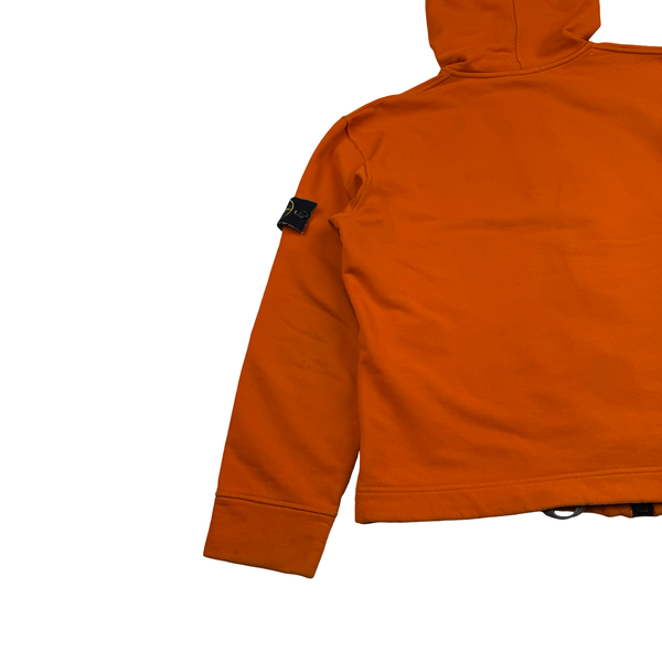 Stone Island 2003 Orange Stretch Cotton Fleece Zip Jumper - Medium
