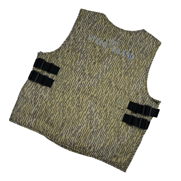 Stone Island 2021 Rain Camo Reflective Spellout Padded Utility Vest - XL