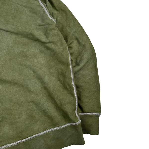 Stone Island 2020 Green Contrast Stitch Cotton Pullover Hoodie - Medium