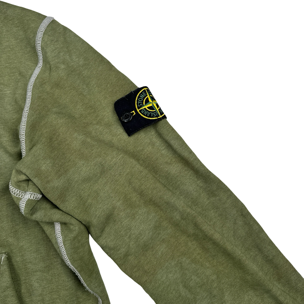 Stone Island 2020 Green Contrast Stitch Cotton Pullover Hoodie - Medium