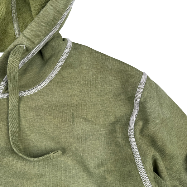 Stone Island 2020 Green Contrast Stitch Cotton Pullover Hoodie - Medium