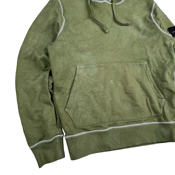 Stone Island 2020 Green Contrast Stitch Cotton Pullover Hoodie - Medium