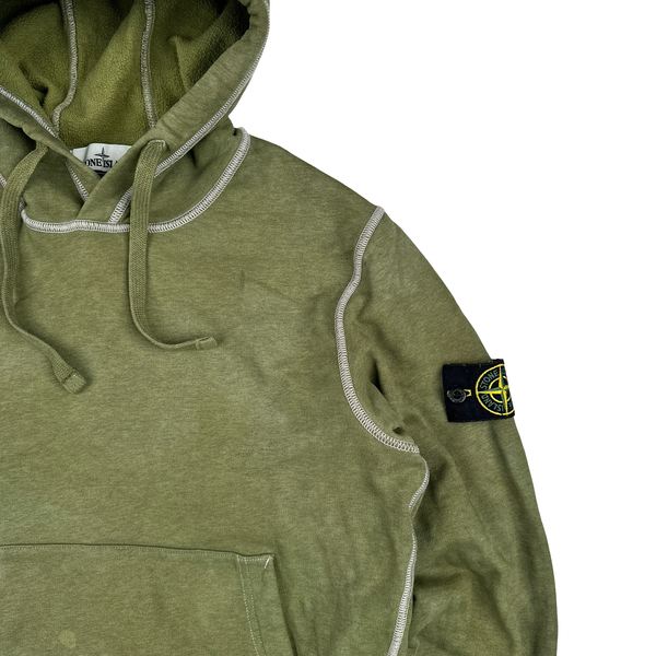 Stone Island 2020 Green Contrast Stitch Cotton Pullover Hoodie - Medium