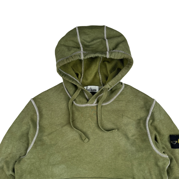 Stone Island 2020 Green Contrast Stitch Cotton Pullover Hoodie - Medium