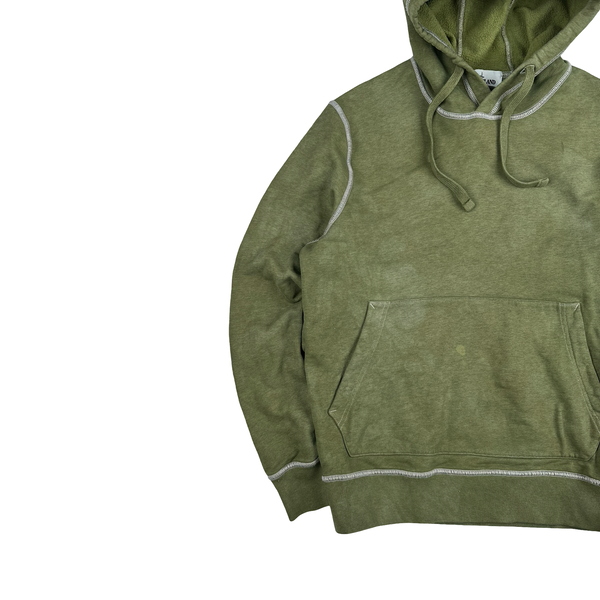 Stone Island 2020 Green Contrast Stitch Cotton Pullover Hoodie - Medium