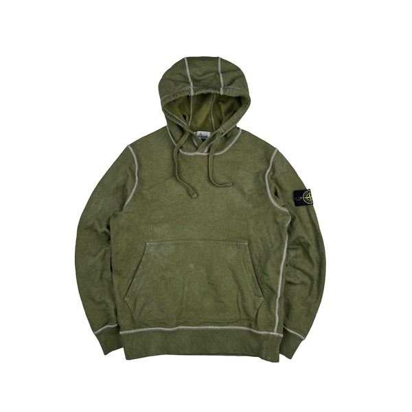 Stone Island 2020 Green Contrast Stitch Cotton Pullover Hoodie - Medium